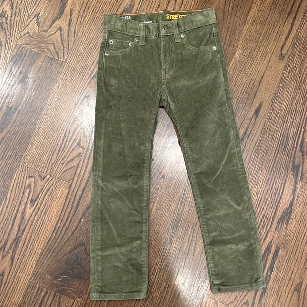NWT Boys JCrew army green stretch corduroy pants, size 5